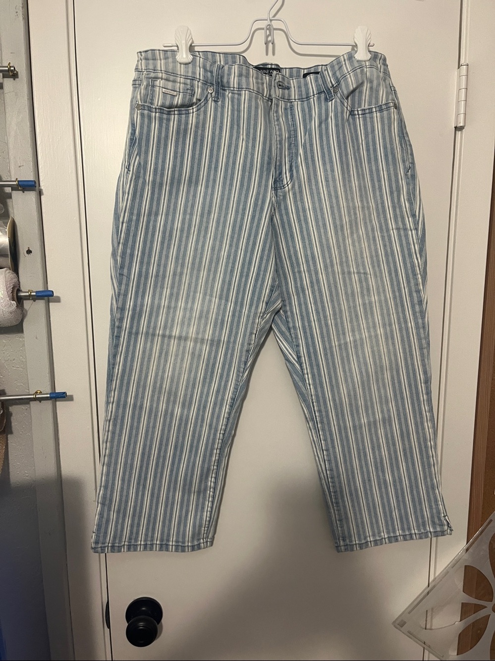 Nine West Light Blue and White Striped Ankle Jeans - Picture 4 of 11
